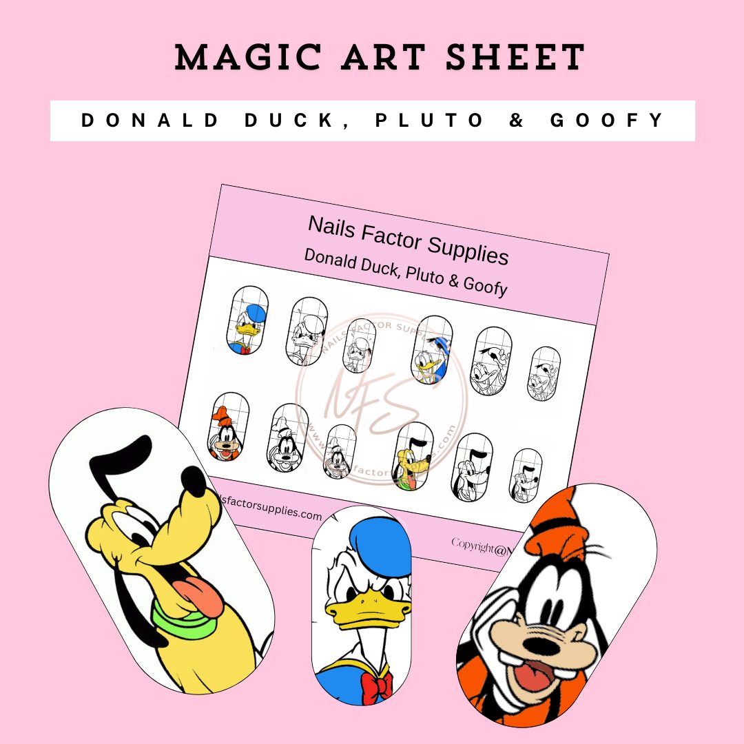 Magic Nail Art Sheet Option Donald duck, Pluto and Goofy