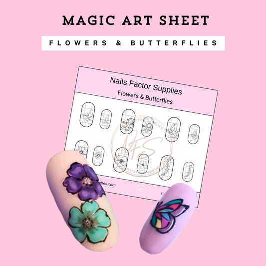 Magic Nail Art Sheet Option Flower and Butterfly