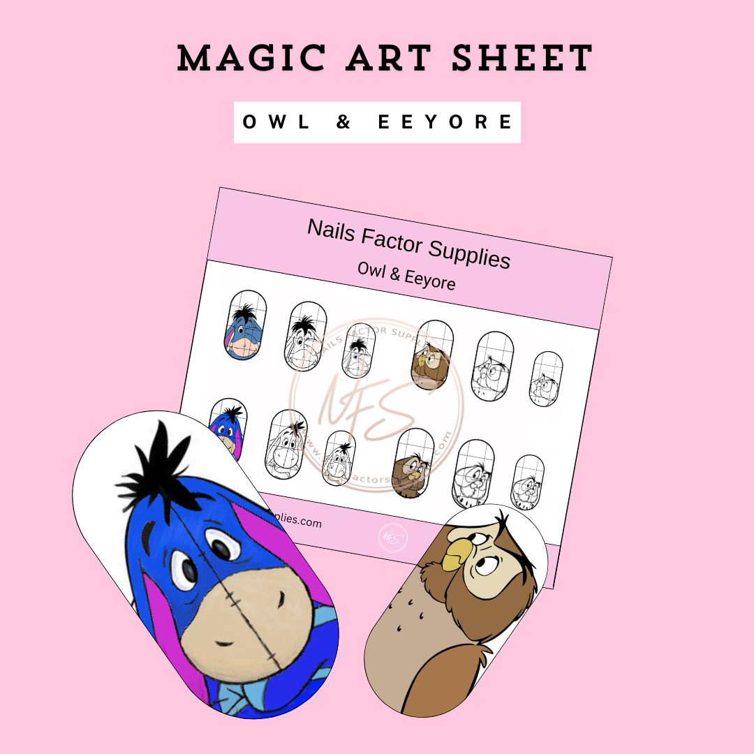 Magic Nail Art Sheet Option Owl & Eeyore